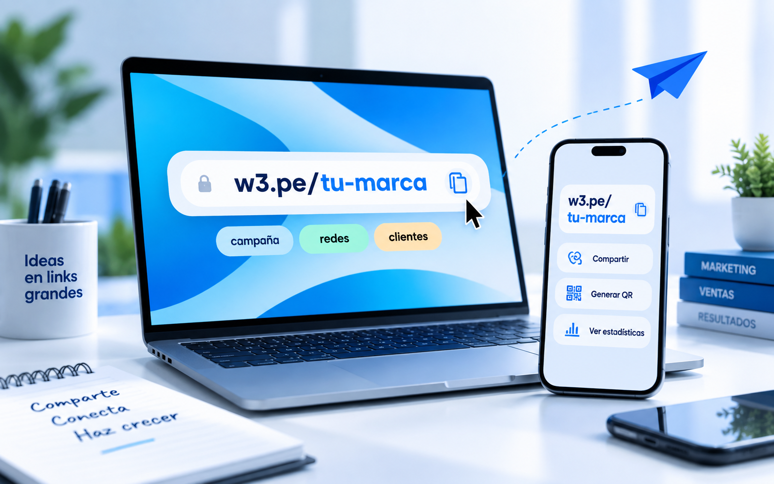 Enlaces cortos personalizados con marca W3.pe